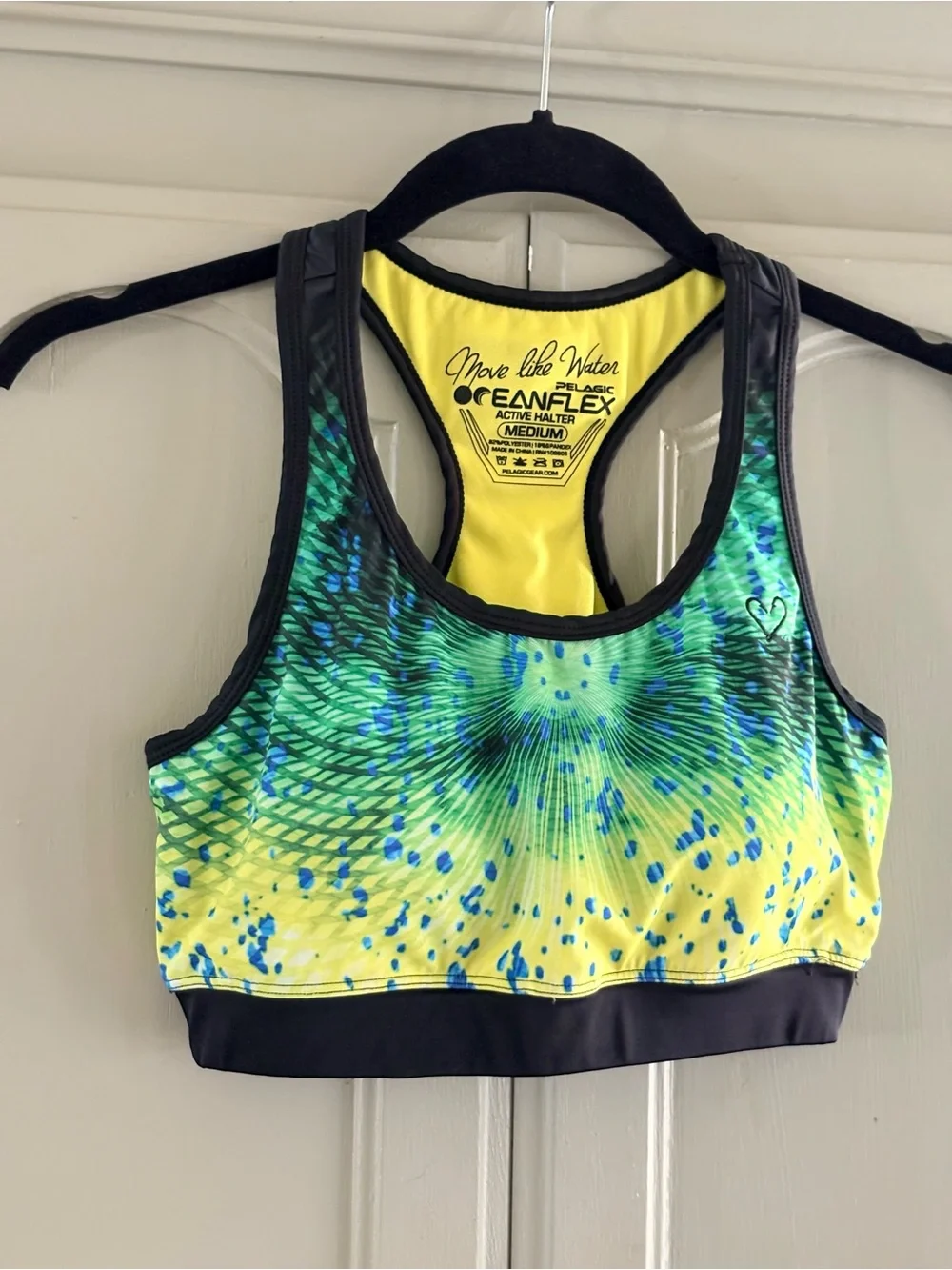 PELAGIC Gear Oceanflex Active Halter Sports Bra / Crop Top | Dorado Green | M